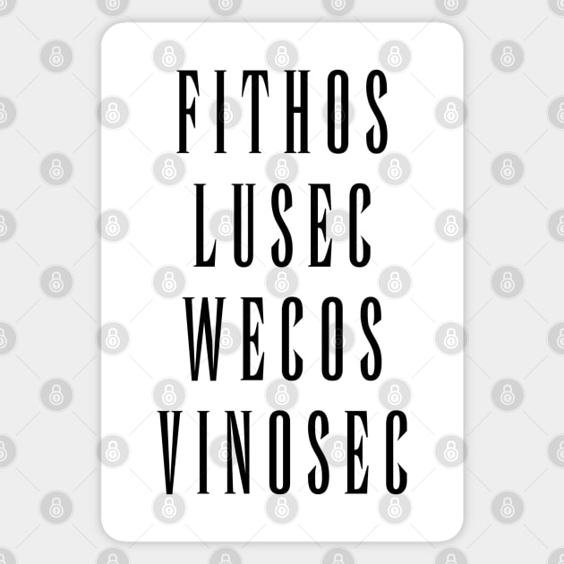 Fithos Lusec Wecos Vinosec Succession Of Witches Love (Black Text) Sticker by inotyler